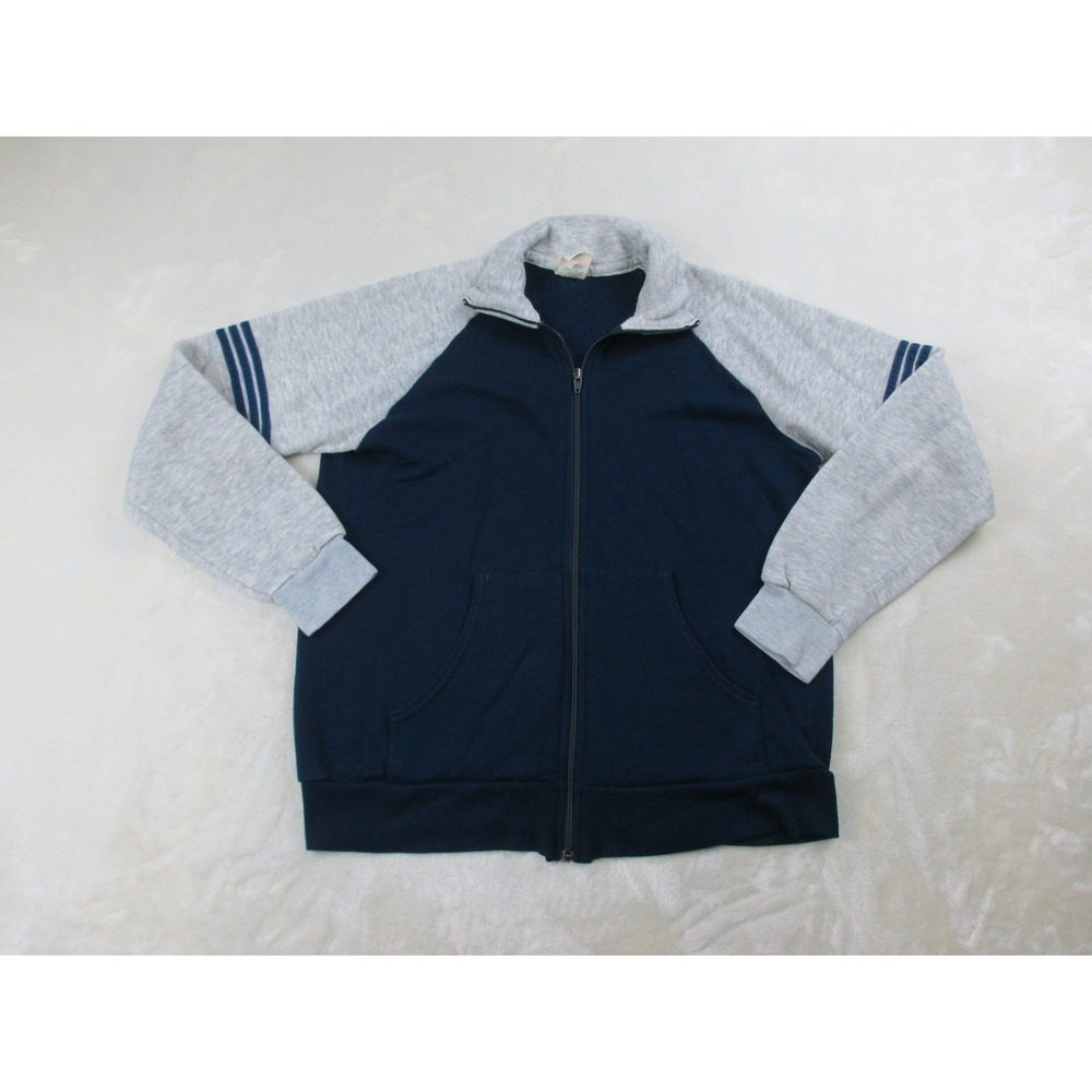 VINTAGE Bassett Walker Sweater Mens Large Blue Colorblock Full Zip Acrylic USA*